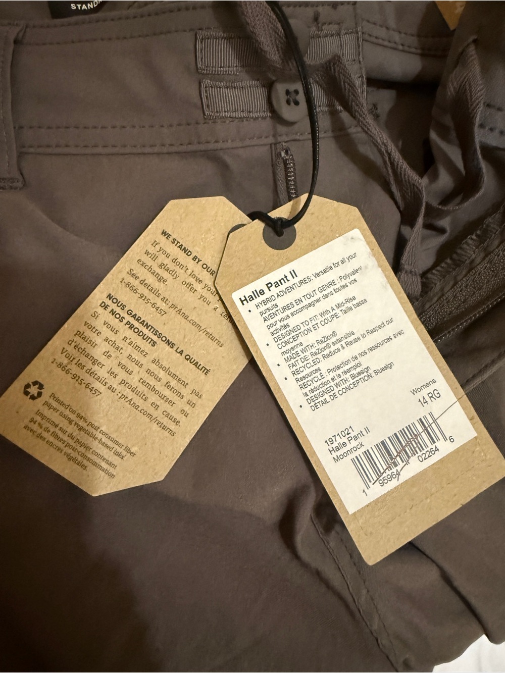 prAna Halle Pant II Women’s 14 RG Moonrock Hiking Travel Stretch Pants NWT - Picture 7 of 9